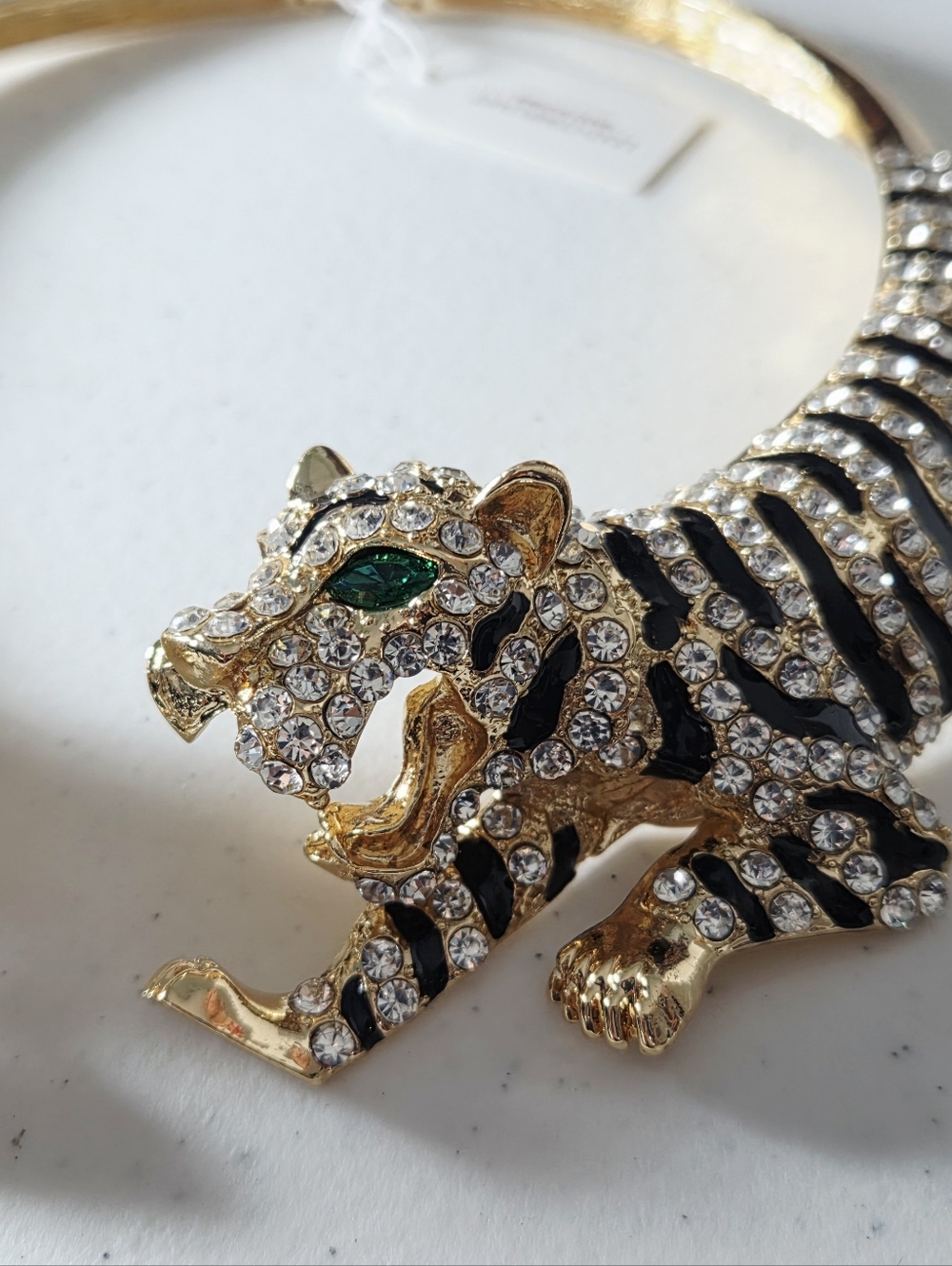 NWT Natasha TWO Tiger Necklace Choker. Green Eyes. - Picture 2 of 7